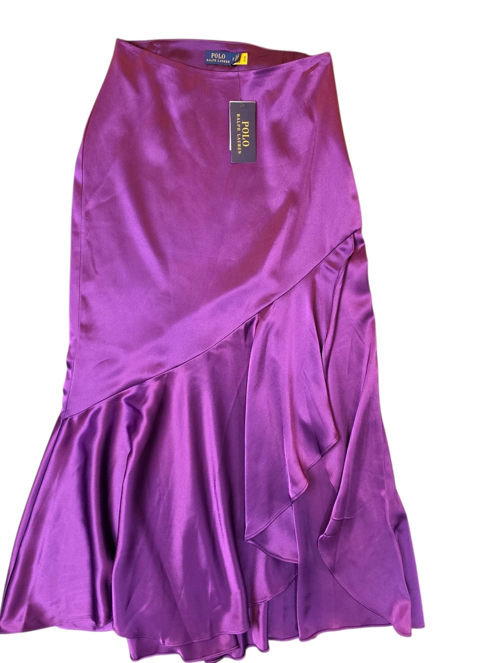 Polo by Ralph Lauren Satin Maxi Skirt in Vibrant Purple